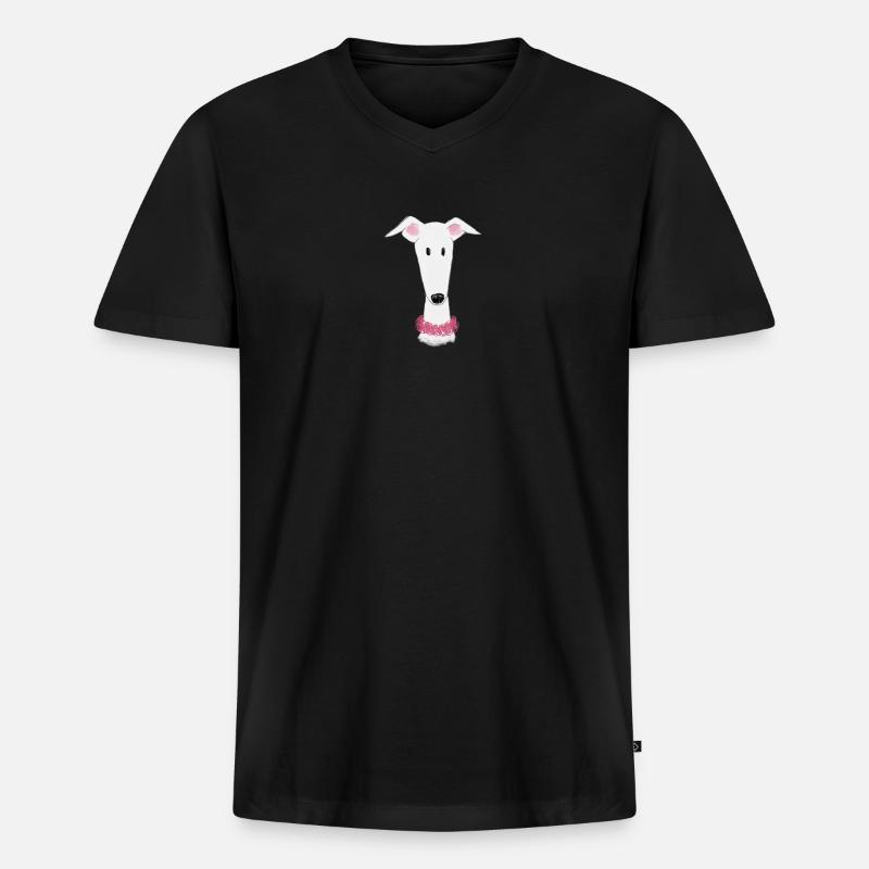 Windhund mit Halsband - Männer Premium Bio T-Shirt mit V-Ausschnitt - Schwarz