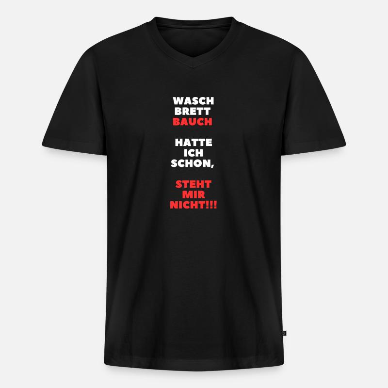 Waschbrett Bauch - Männer Premium Bio T-Shirt mit V-Ausschnitt - Schwarz