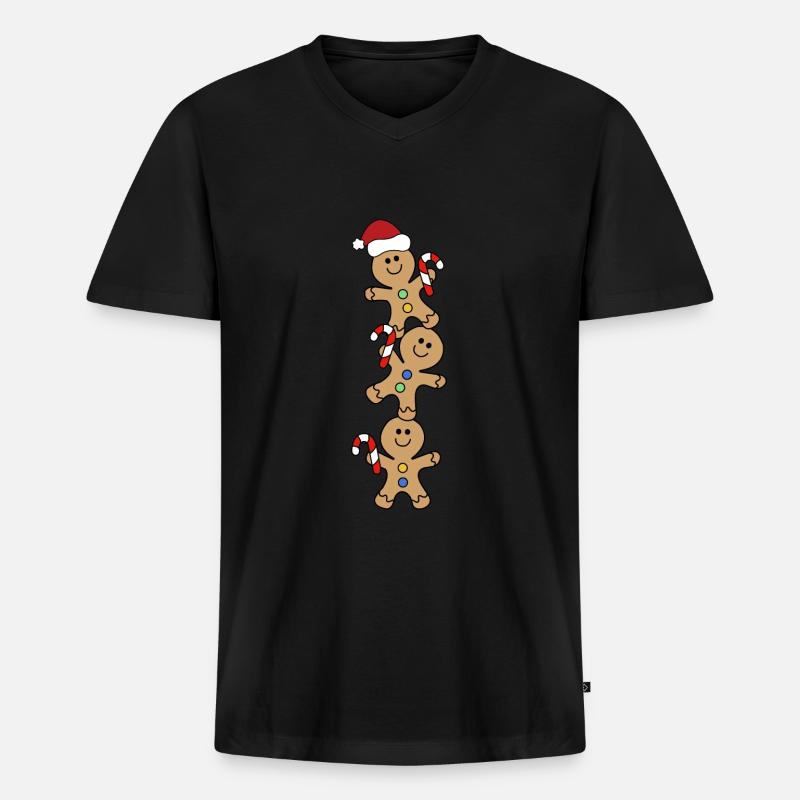 Weihnachten Plätzchen - Männer Premium Bio T-Shirt mit V-Ausschnitt - Schwarz