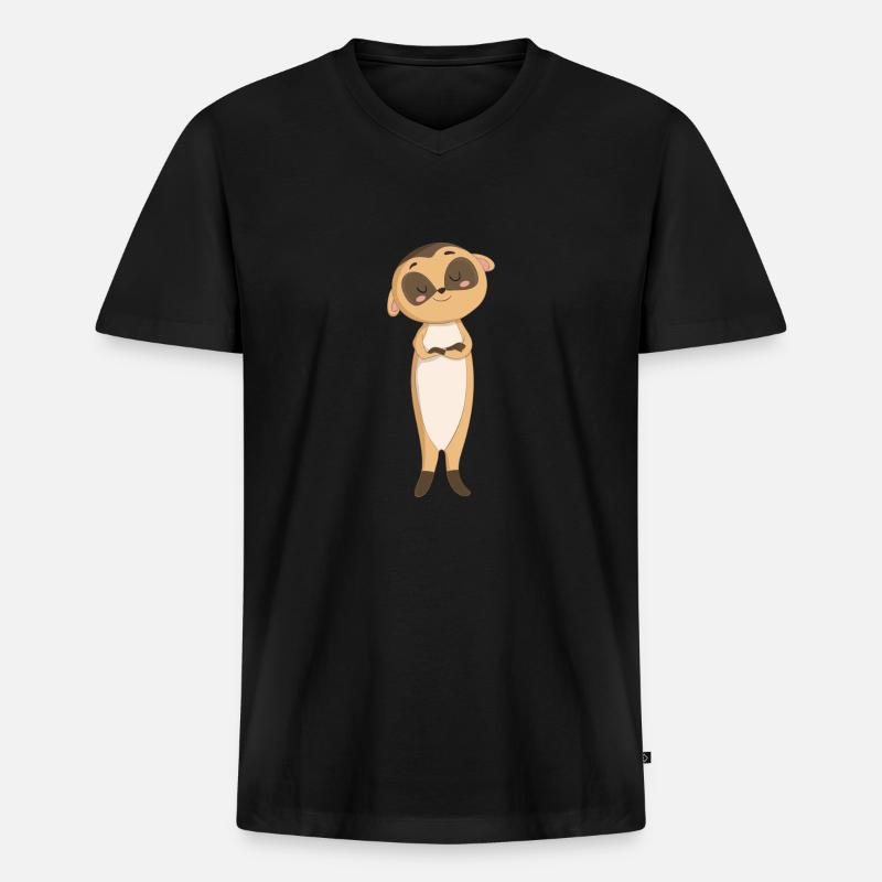 Surikate Erdmännchen - Männer Premium Bio T-Shirt mit V-Ausschnitt - Schwarz