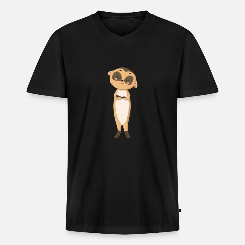 Erdmännchen Süß - Männer Premium Bio T-Shirt mit V-Ausschnitt - Schwarz