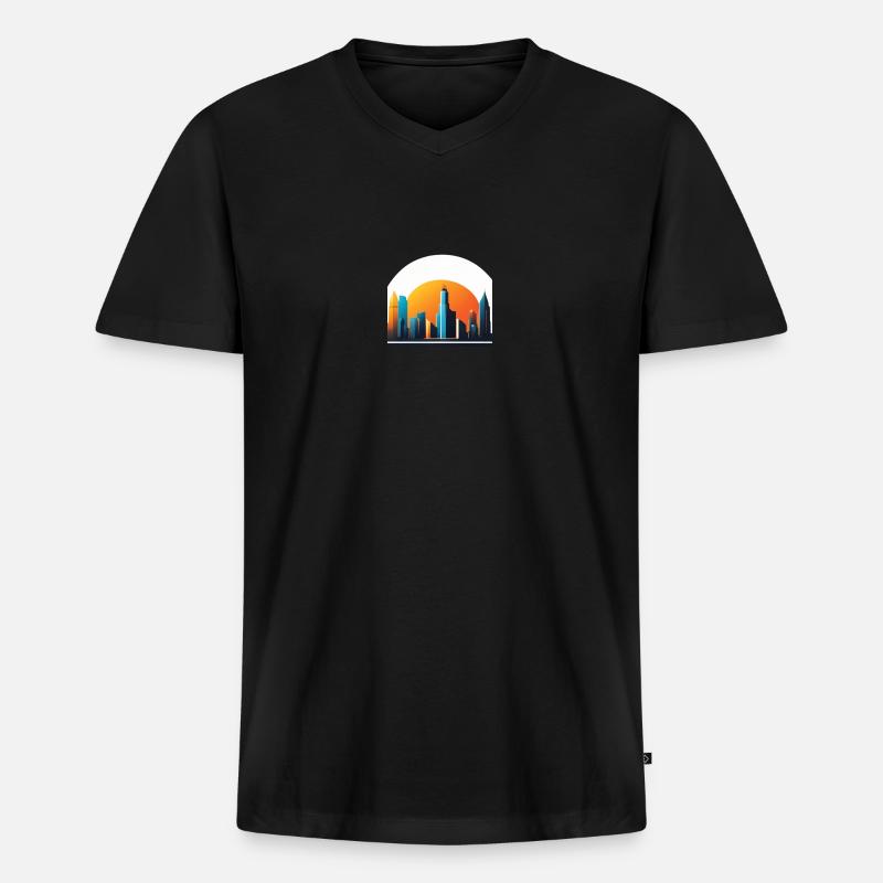 Logo Skyline - Männer Premium Bio T-Shirt mit V-Ausschnitt - Schwarz
