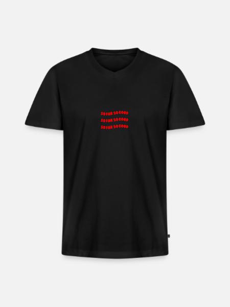 So far so good red - Men's Premium Organic T-shirt with V-neck - black