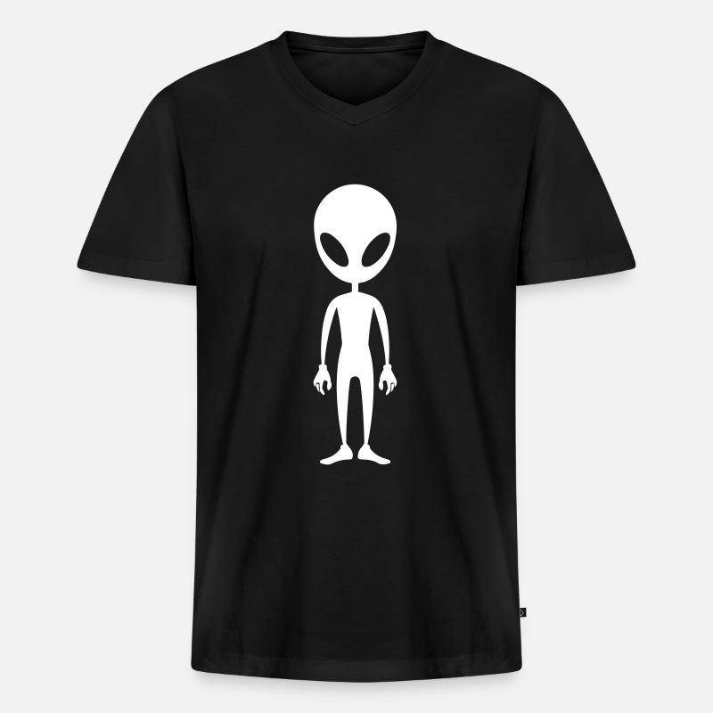 Alien Figur - Männer Premium Bio T-Shirt mit V-Ausschnitt - Schwarz