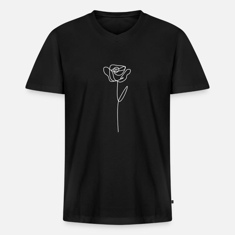 Simplex Oneline Rose - Männer Premium Bio T-Shirt mit V-Ausschnitt - Schwarz