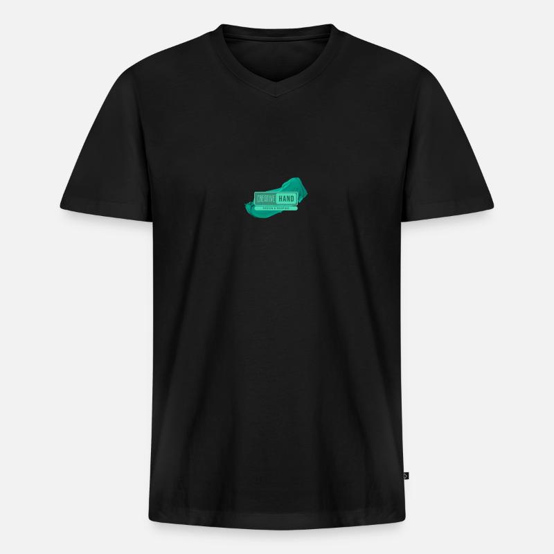 Farblogo - CreativeHand - Männer Premium Bio T-Shirt mit V-Ausschnitt - Schwarz
