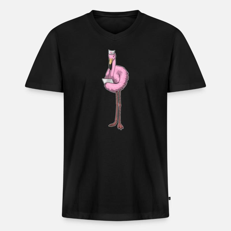Flamingo Krankenschwester Notiz - Männer Premium Bio T-Shirt mit V-Ausschnitt - Schwarz