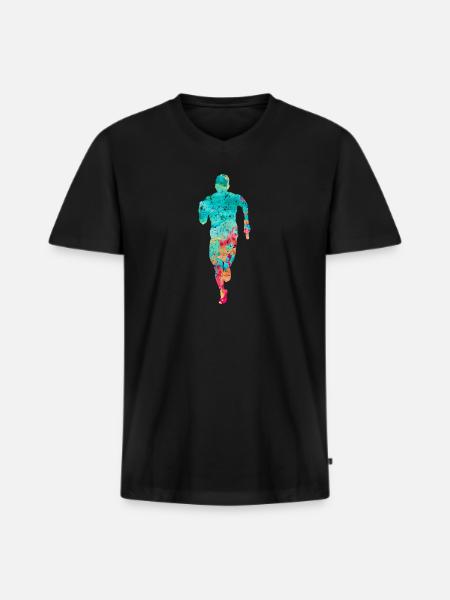 Jogging und Laufen - Männer Premium Bio T-Shirt mit V-Ausschnitt - Schwarz