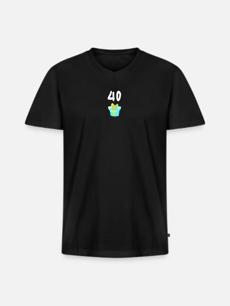 geschenk, 40 geschenkbox - Männer Premium Bio T-Shirt mit V-Ausschnitt - Schwarz
