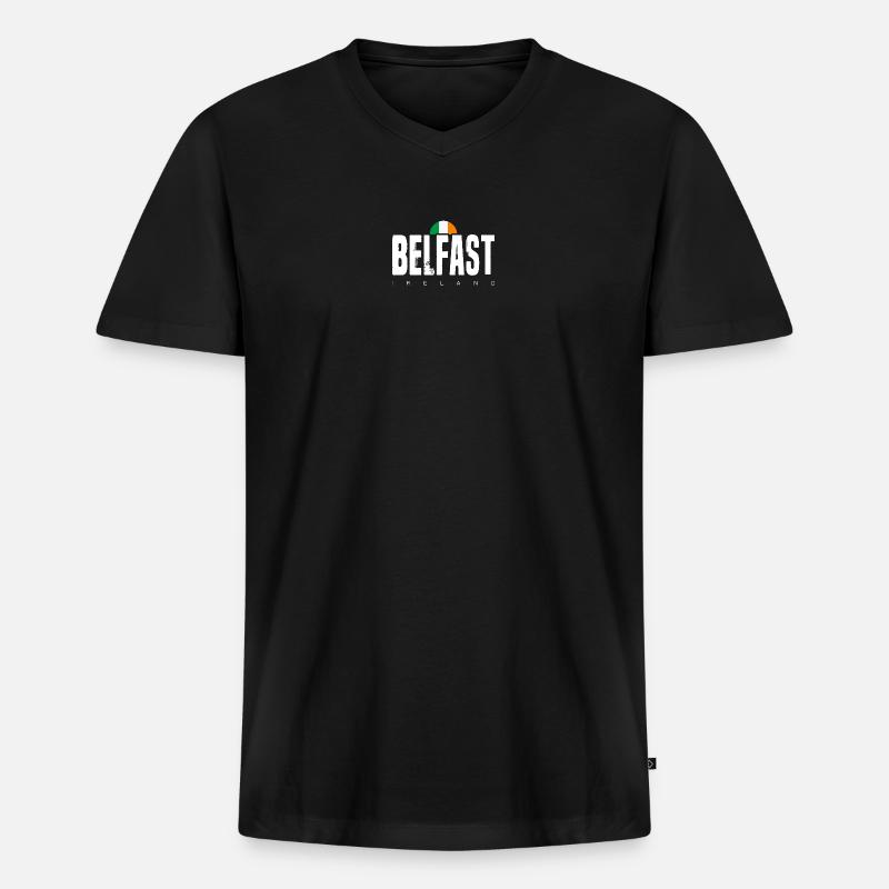 Belfast - Männer Premium Bio T-Shirt mit V-Ausschnitt - Schwarz