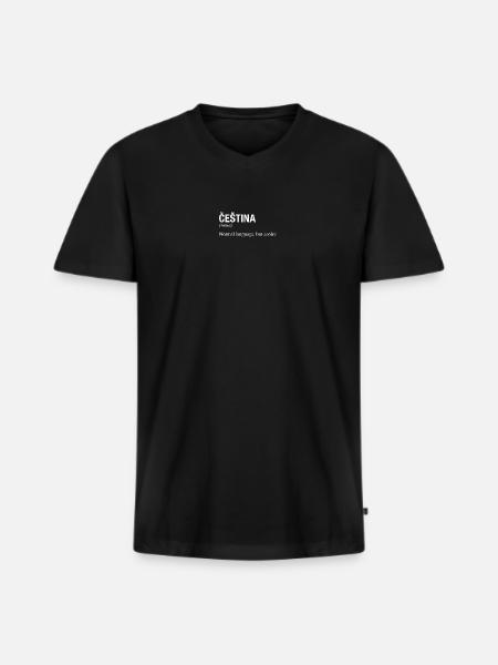 CESTINA, République tchèque - T-shirt encolure en V Premium bio Homme - noir