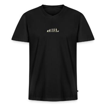 Evolution of Humanity Illustration - Men's Premium Organic T-shirt with V-neck - black - Front - Nico (187cm)