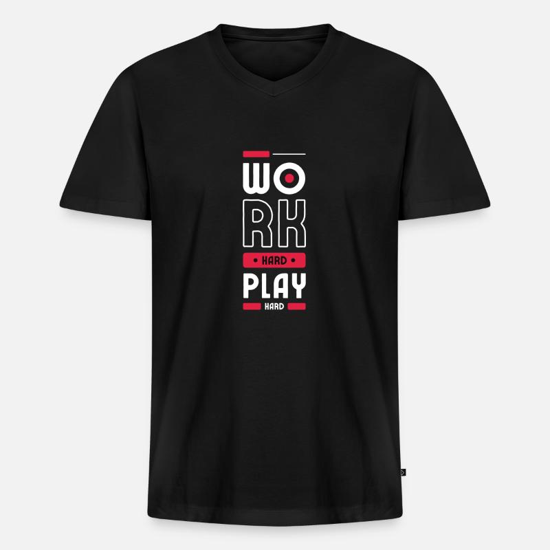 Arbeite hart - Männer Premium Bio T-Shirt mit V-Ausschnitt - Schwarz