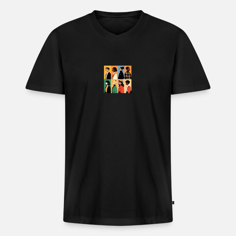 Worlds diversity - Männer Premium Bio T-Shirt mit V-Ausschnitt - Schwarz