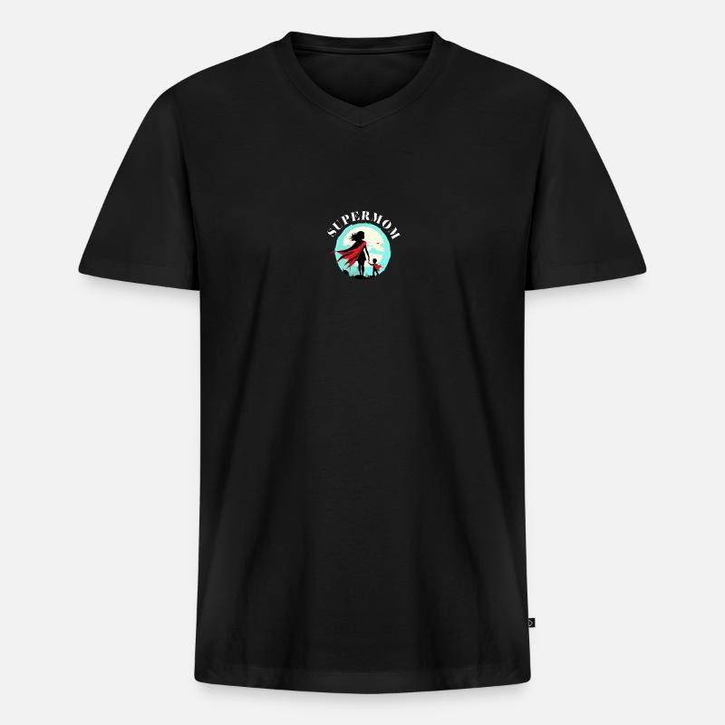 Supermom - Männer Premium Bio T-Shirt mit V-Ausschnitt - Schwarz