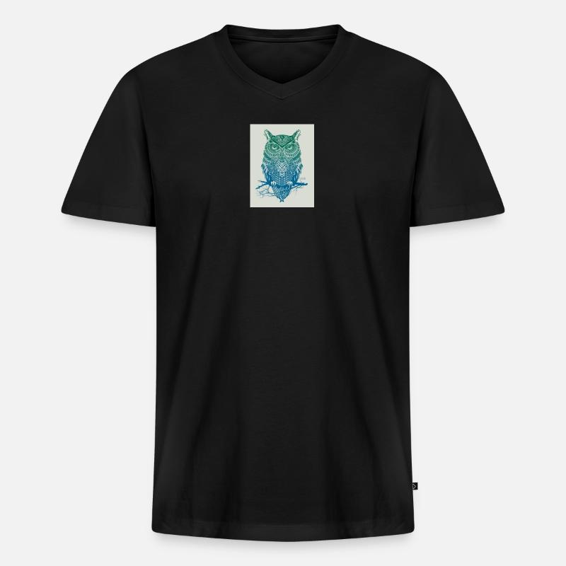 GoVoR_EULE - Männer Premium Bio T-Shirt mit V-Ausschnitt - Schwarz