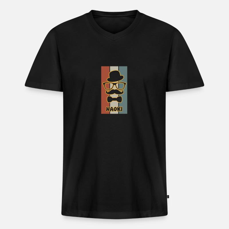 Name Naoki - Männer Premium Bio T-Shirt mit V-Ausschnitt - Schwarz