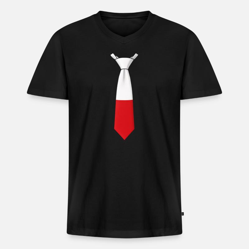 Poland Tie – Flaggendesign - Männer Premium Bio T-Shirt mit V-Ausschnitt - Schwarz