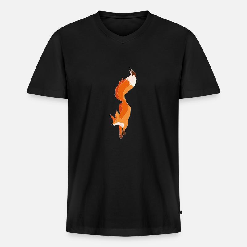 Fuchs Polygon Grafik - Männer Premium Bio T-Shirt mit V-Ausschnitt - Schwarz