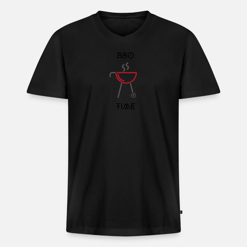 Grillzeit - Männer Premium Bio T-Shirt mit V-Ausschnitt - Schwarz