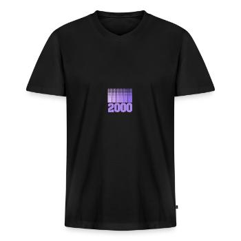 2000 2000 - Männer Premium Bio T-Shirt mit V-Ausschnitt - Schwarz - Vorne - Nico (187cm)