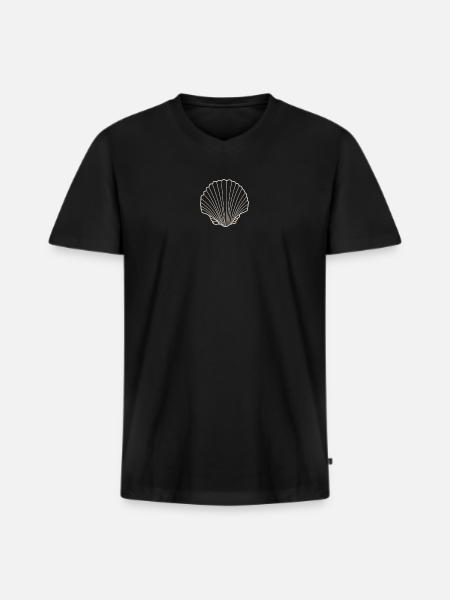 Shell Rays Silhouette - Männer Premium Bio T-Shirt mit V-Ausschnitt - Schwarz