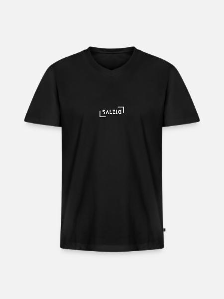 salzig - Männer Premium Bio T-Shirt mit V-Ausschnitt - Schwarz