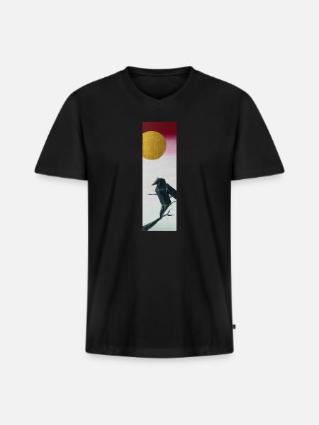 Origami Raven - Men's Premium Organic T-shirt with V-neck - black