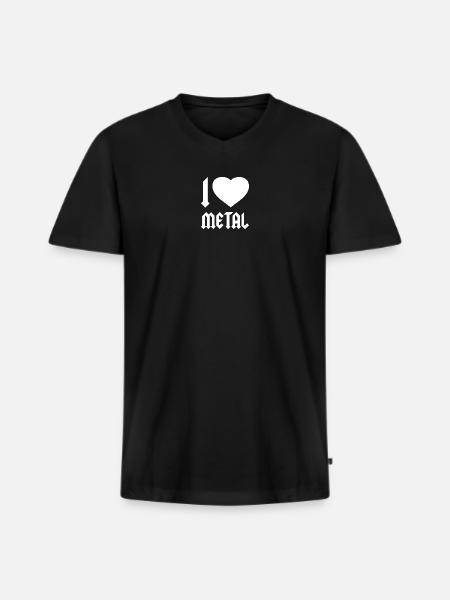 I LOVE HEAVY METAL - Men's Premium Organic T-shirt with V-neck - black