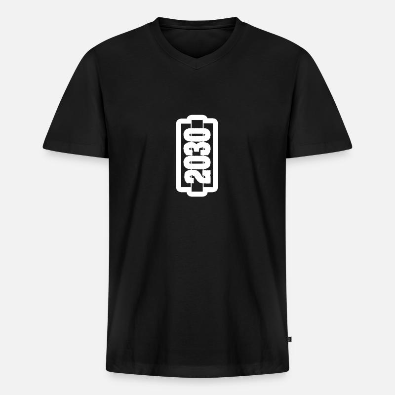 2030 - Männer Premium Bio T-Shirt mit V-Ausschnitt - Schwarz