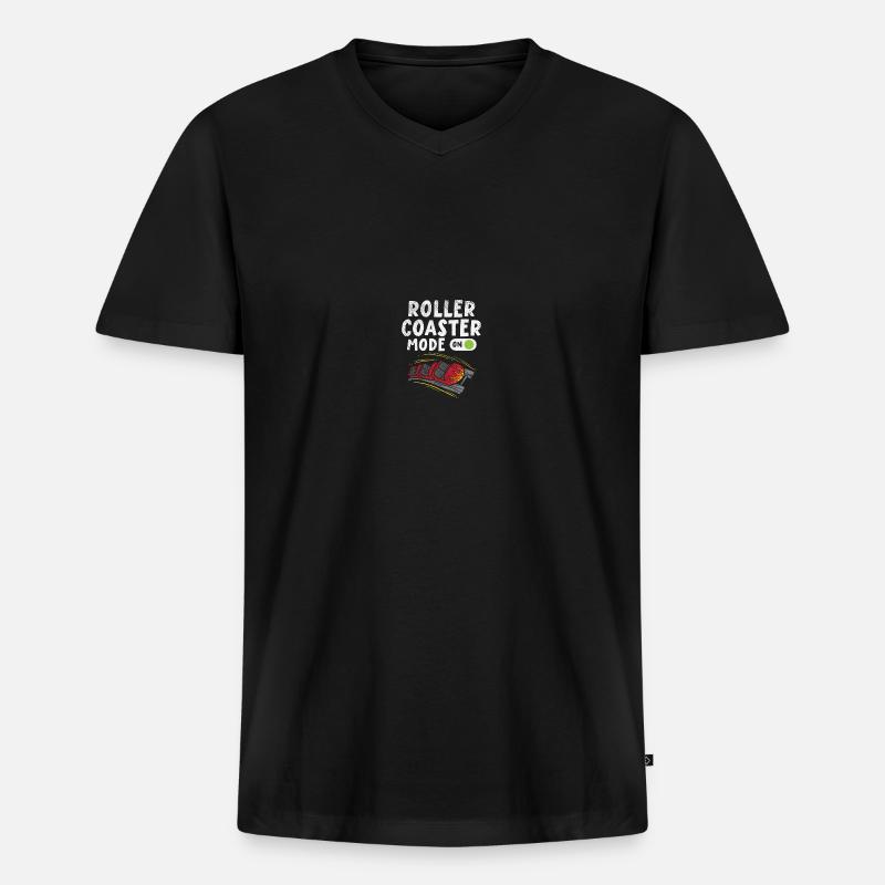 Achterbahn Rollercoaster Freizeitpark Schausteller - Männer Premium Bio T-Shirt mit V-Ausschnitt - Schwarz