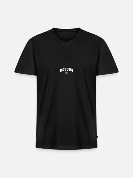 Flaga Kosowa Flaga Jersey Kosovar Gift - Ekologiczna męska koszulka z dekoltem w serek Premium - czarny