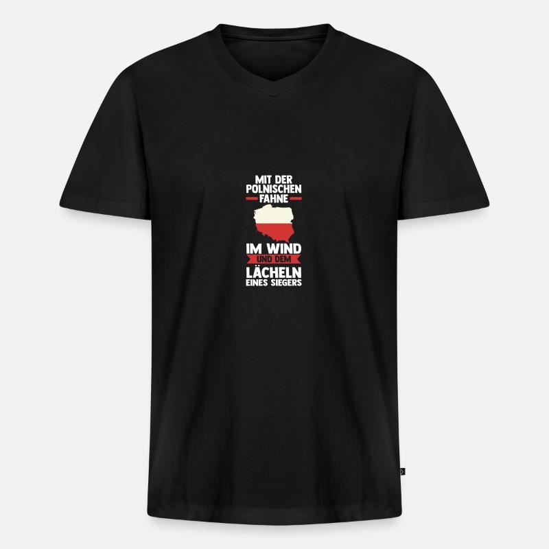 Pole Polnisch Polen - Männer Premium Bio T-Shirt mit V-Ausschnitt - Schwarz