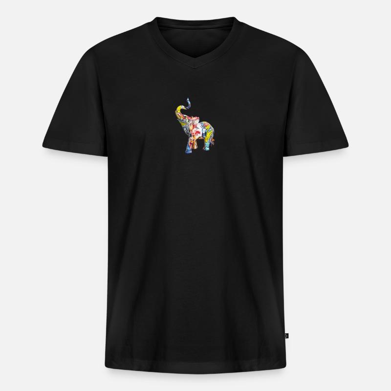 Elefant - Männer Premium Bio T-Shirt mit V-Ausschnitt - Schwarz