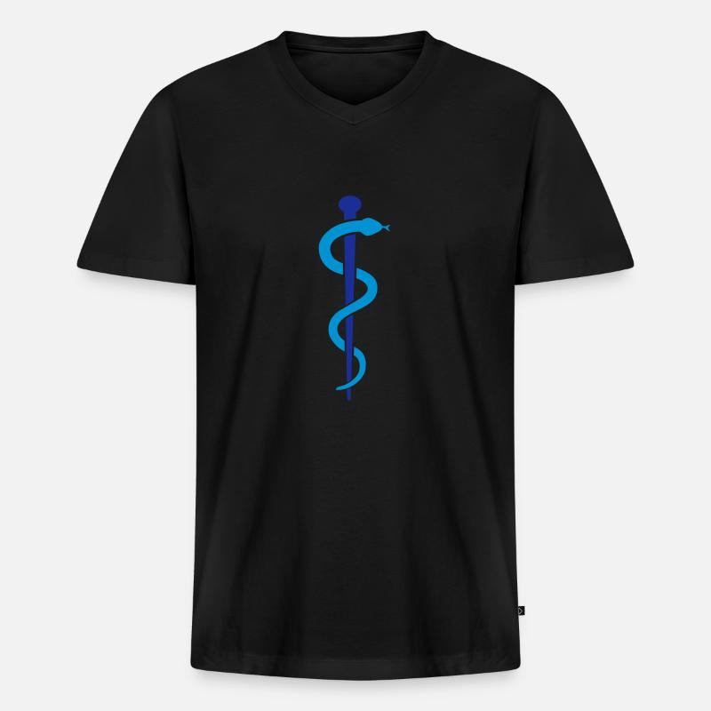 (aeskulapstab_2c) - Männer Premium Bio T-Shirt mit V-Ausschnitt - Schwarz