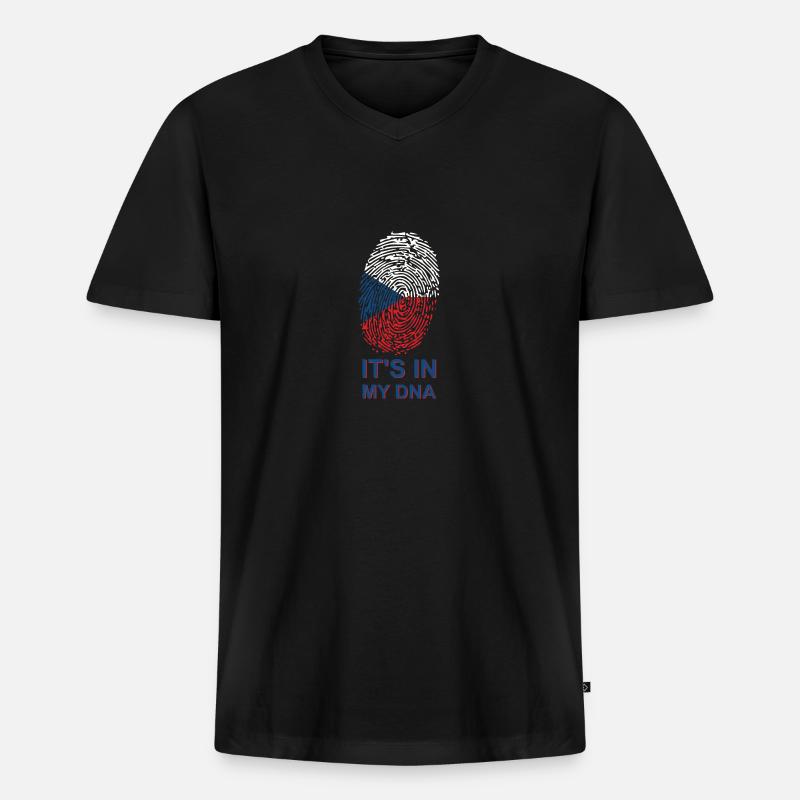 Tschechien DNA - Männer Premium Bio T-Shirt mit V-Ausschnitt - Schwarz