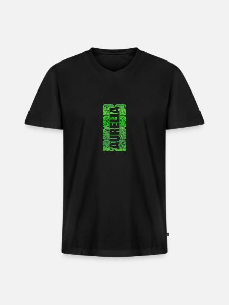 Vorname Aurelia - Männer Premium Bio T-Shirt mit V-Ausschnitt - Schwarz