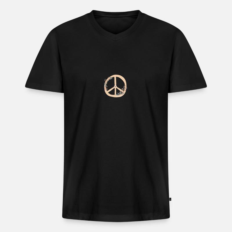 Frieden in der Welt - Männer Premium Bio T-Shirt mit V-Ausschnitt - Schwarz