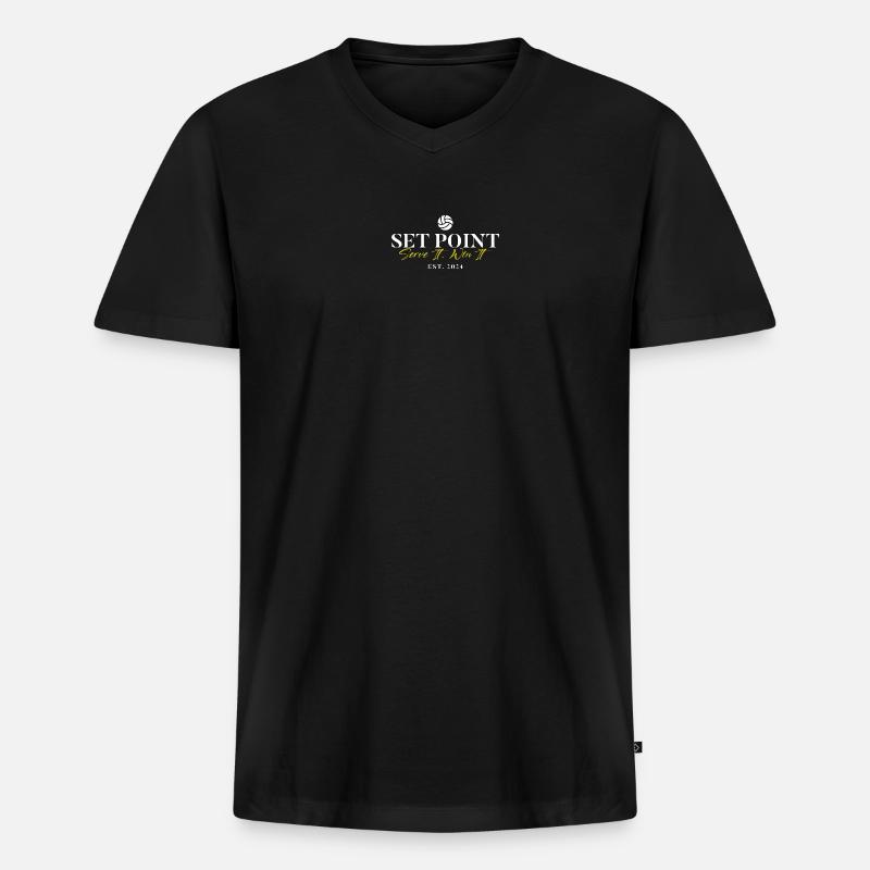 Set Point Volleyball Logo - Männer Premium Bio T-Shirt mit V-Ausschnitt - Schwarz