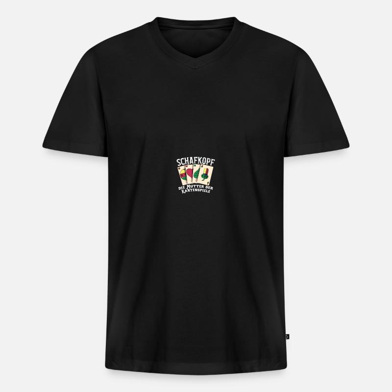 Schafkopf die Mutter aller Kartenspiele - Männer Premium Bio T-Shirt mit V-Ausschnitt - Schwarz