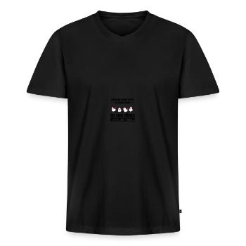 Keine Enten sondern Hühner - Männer Premium Bio T-Shirt mit V-Ausschnitt - Schwarz - Vorne - Nico (187cm)