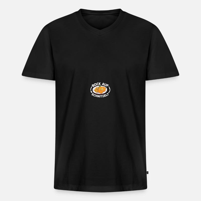 Bock auf Schnitzel mit Pommes - Männer Premium Bio T-Shirt mit V-Ausschnitt - Schwarz