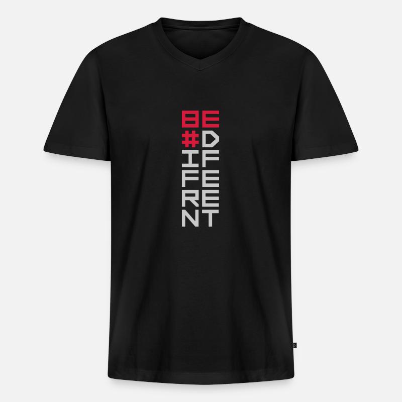 Be different Logo Design - Männer Premium Bio T-Shirt mit V-Ausschnitt - Schwarz