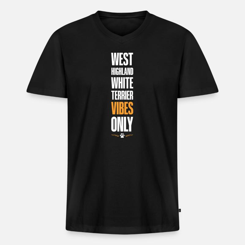 WEST HIGHLAND WHITE TERRIER - Männer Premium Bio T-Shirt mit V-Ausschnitt - Schwarz