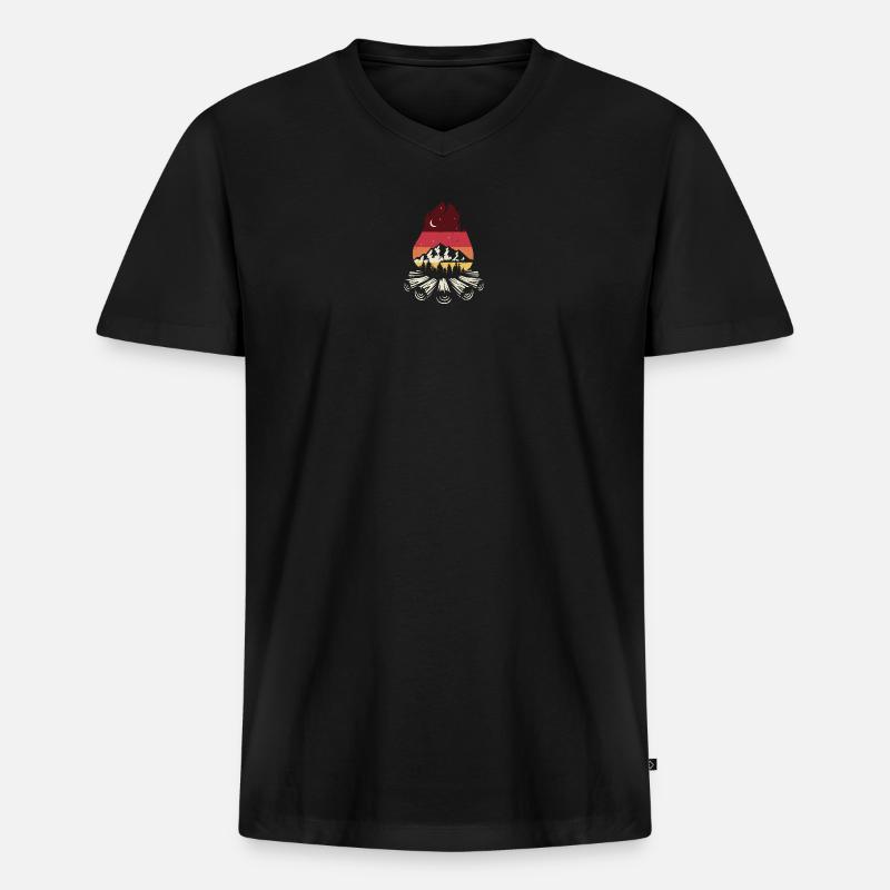 Lagerfeuer Sunset Pines - Männer Premium Bio T-Shirt mit V-Ausschnitt - Schwarz