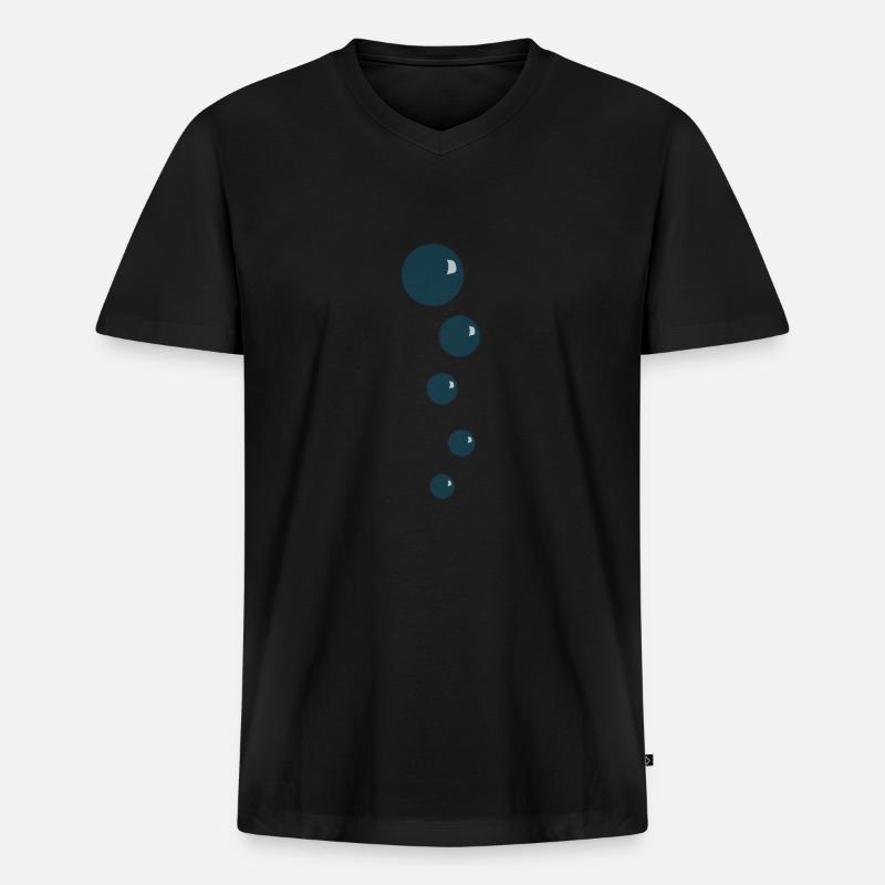 Bubbles Wasserperlen - Männer Premium Bio T-Shirt mit V-Ausschnitt - Schwarz