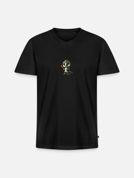 Velociraptor Cartoon 3 - T-shirt encolure en V Premium bio Homme - noir