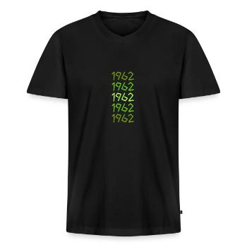 Year 1962 - Men's Premium Organic T-shirt with V-neck - black - Front - Nico (187cm)
