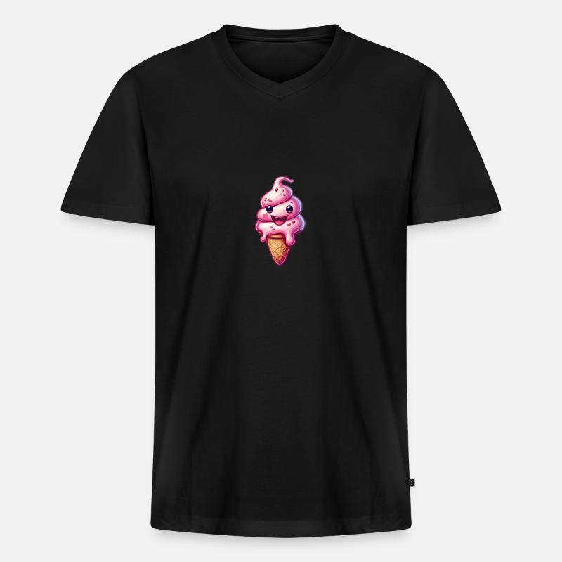 Lächelnde Eiskreation - Männer Premium Bio T-Shirt mit V-Ausschnitt - Schwarz