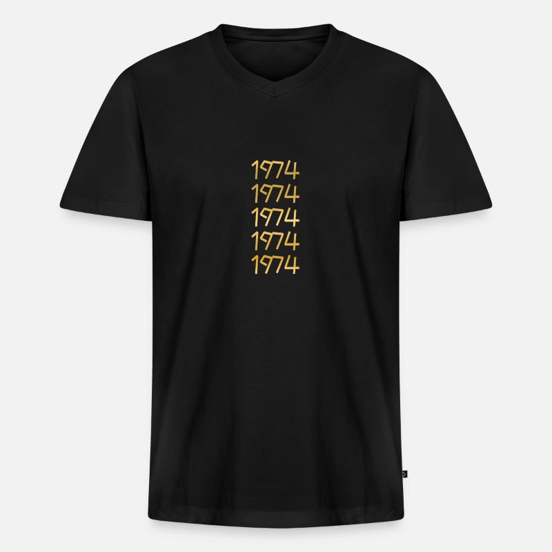 Freizeit 1974 - Männer Premium Bio T-Shirt mit V-Ausschnitt - Schwarz